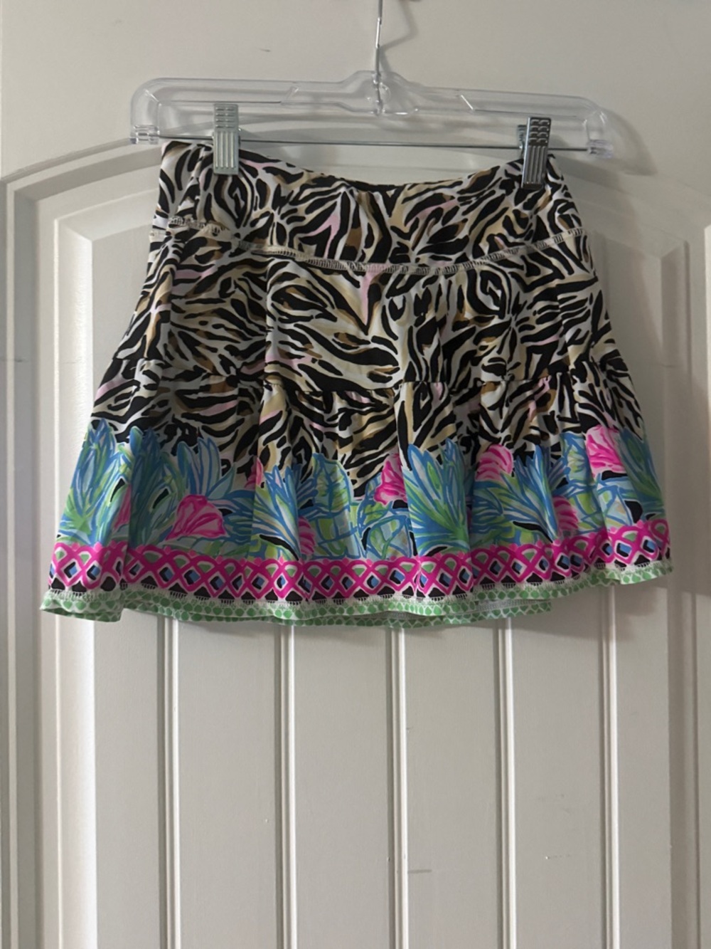 Lilly Pulitzer Zebra-Print Mini Skirt in Black, Cream & Pink